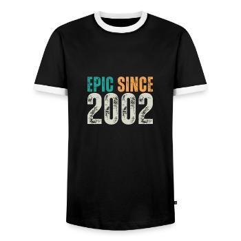 Epic depuis 2002 - Dicton d’anniversaire rétro - T-shirt contrasté Homme - noir/blanc - Devant - AI Model Female 172 light (172cm) & AI Model Male 178 light (178cm)
