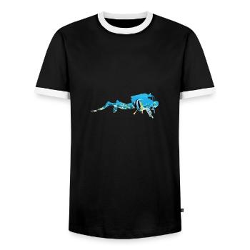 Récif corallien sous-marin plongeurs - T-shirt contrasté Homme - noir/blanc - Devant - AI Model Female 172 light (172cm) & AI Model Male 178 light (178cm)
