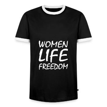 Women life freedom - T-shirt contrasté Homme - noir/blanc - Devant - AI Model Female 172 light (172cm) & AI Model Male 178 light (178cm)