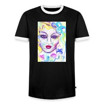 Farbenfrohe Fantasieporträtdesign - Männer Kontrast-T-Shirt - Schwarz/Weiß - Vorne - AI Model Female 172 light (172cm) & AI Model Male 178 light (178cm)