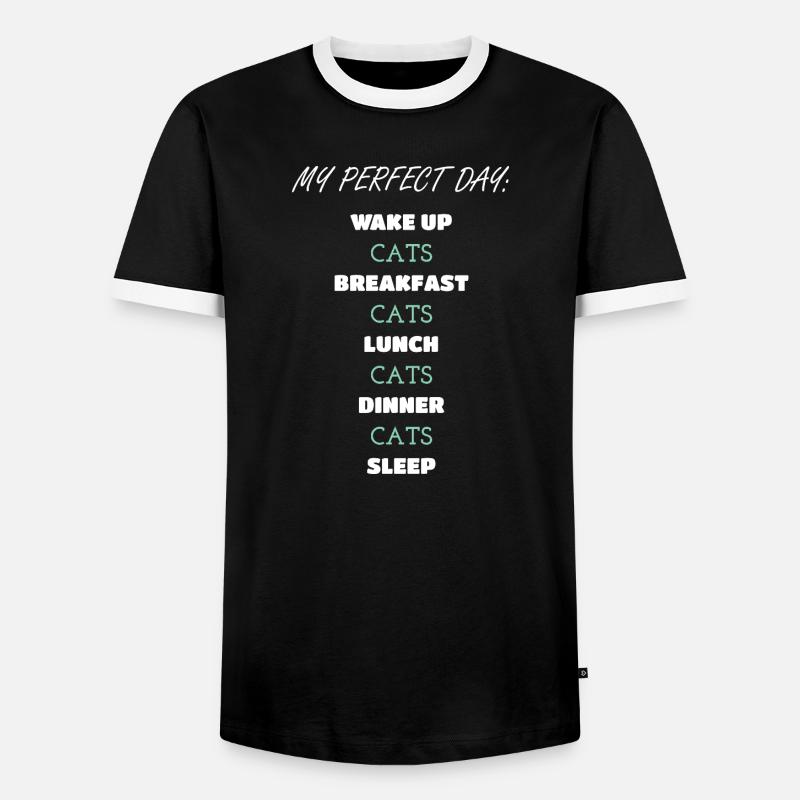Skurrile Katze Tägliche Routine Design - Männer Kontrast-T-Shirt - Schwarz/Weiß