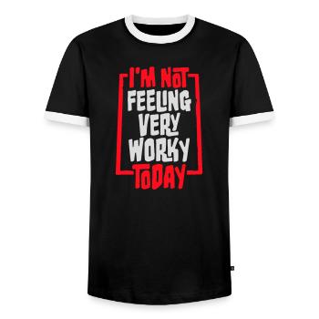 Je ne me sens pas très worky aujourd’hui Faul Arbeit humour - T-shirt contrasté Homme - noir/blanc - Devant - AI Model Female 172 light (172cm) & AI Model Male 178 light (178cm)