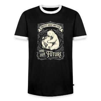 PandaSchutz Zukunft Ornament - Männer Kontrast-T-Shirt - Schwarz/Weiß - Vorne - AI Model Female 172 light (172cm) & AI Model Male 178 light (178cm)
