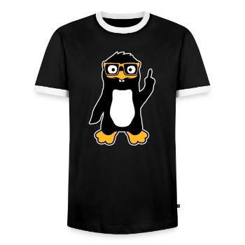 Penguin Geek Lunettes Index Lus Arrogant - T-shirt contrasté Homme - noir/blanc - Devant - AI Model Female 172 light (172cm) & AI Model Male 178 light (178cm)