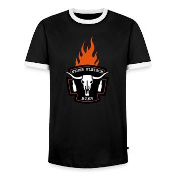 Feuer Fleisch Bier - Männer Kontrast-T-Shirt - Schwarz/Weiß - Vorne - AI Model Female 172 light (172cm) & AI Model Male 178 light (178cm)
