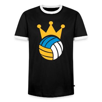 Beachvolleyball - Männer Kontrast-T-Shirt - Schwarz/Weiß - Vorne - AI Model Female 172 light (172cm) & AI Model Male 178 light (178cm)