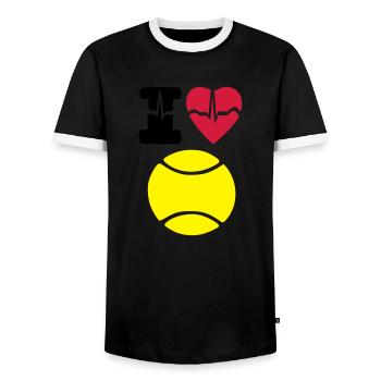 Ich Liebe Tennis - Männer Kontrast-T-Shirt - Schwarz/Weiß - Vorne - AI Model Female 172 light (172cm) & AI Model Male 178 light (178cm)