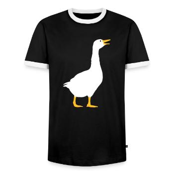 Lachende Gans Design - Männer Kontrast-T-Shirt - Schwarz/Weiß - Vorne - AI Model Female 172 light (172cm) & AI Model Male 178 light (178cm)