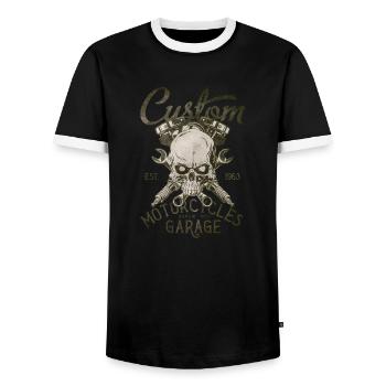 custom motorcycles garage - Men's Ringer Shirt - black/white - Front - AI Model Female 172 light (172cm) & AI Model Male 178 light (178cm)
