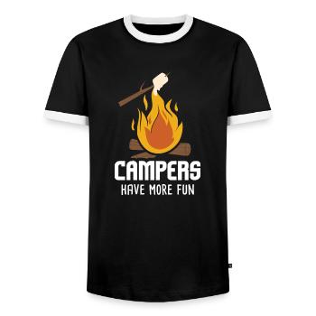 Camping S'mores Marshmallow Campers Have Smore - Men's Ringer Shirt - black/white - Front - AI Model Female 172 light (172cm) & AI Model Male 178 light (178cm)