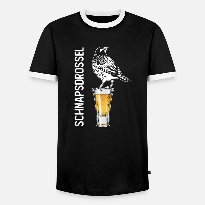 Schnapsdrossel Schnapstrinker Alkohol Schnaps - Men's Ringer Shirt - black/white