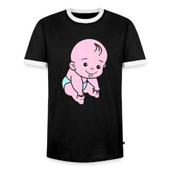 Bébé - T-shirt contrasté Homme - noir/blanc - Devant - AI Model Female 172 light (172cm) & AI Model Male 178 light (178cm)