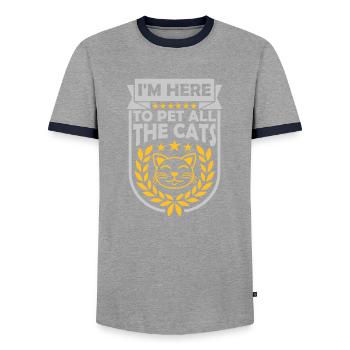 Animaux de compagnie tous les chats - T-shirt contrasté Homme - gris/marine  - Devant - AI Model Female 172 light (172cm) & AI Model Male 178 light (178cm)