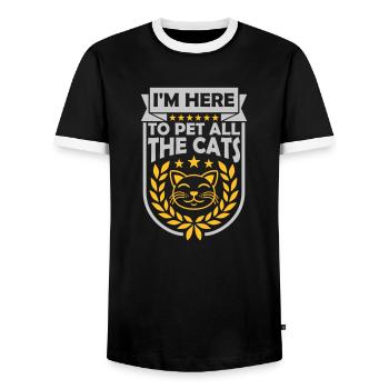 Animaux de compagnie tous les chats - T-shirt contrasté Homme - noir/blanc - Devant - AI Model Female 172 light (172cm) & AI Model Male 178 light (178cm)