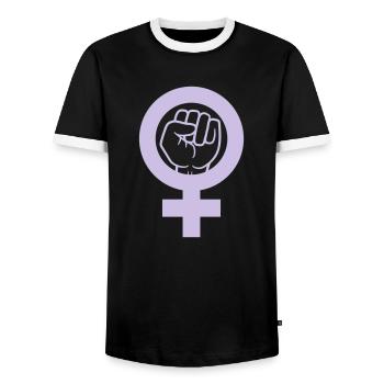 Rébellion Faust Symbole féministe - T-shirt contrasté Homme - noir/blanc - Devant - AI Model Female 172 light (172cm) & AI Model Male 178 light (178cm)