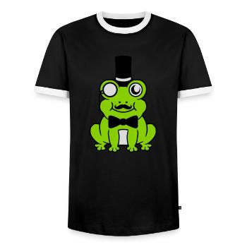 Sir Frog Gentlemen Cylinder - Men's Ringer Shirt - black/white - Front - AI Model Female 172 light (172cm) & AI Model Male 178 light (178cm)