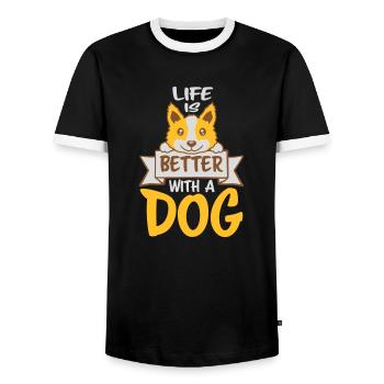 better with a dog - Men's Ringer Shirt - black/white - Front - AI Model Female 172 light (172cm) & AI Model Male 178 light (178cm)