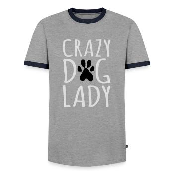 crazy dog lady quote - Men's Ringer Shirt - grey/navy  - Front - AI Model Female 172 light (172cm) & AI Model Male 178 light (178cm)