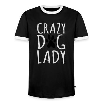 crazy dog lady quote - Men's Ringer Shirt - black/white - Front - AI Model Female 172 light (172cm) & AI Model Male 178 light (178cm)