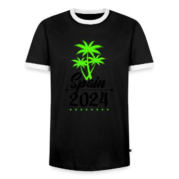 Espagne 2024 Palmiers - T-shirt contrasté Homme - noir/blanc - Devant - AI Model Female 172 light (172cm) & AI Model Male 178 light (178cm)