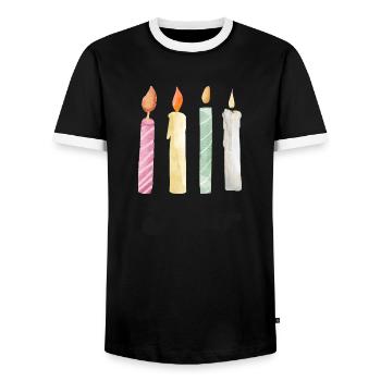 4e anniversaire bougie - T-shirt contrasté Homme - noir/blanc - Devant - AI Model Female 172 light (172cm) & AI Model Male 178 light (178cm)