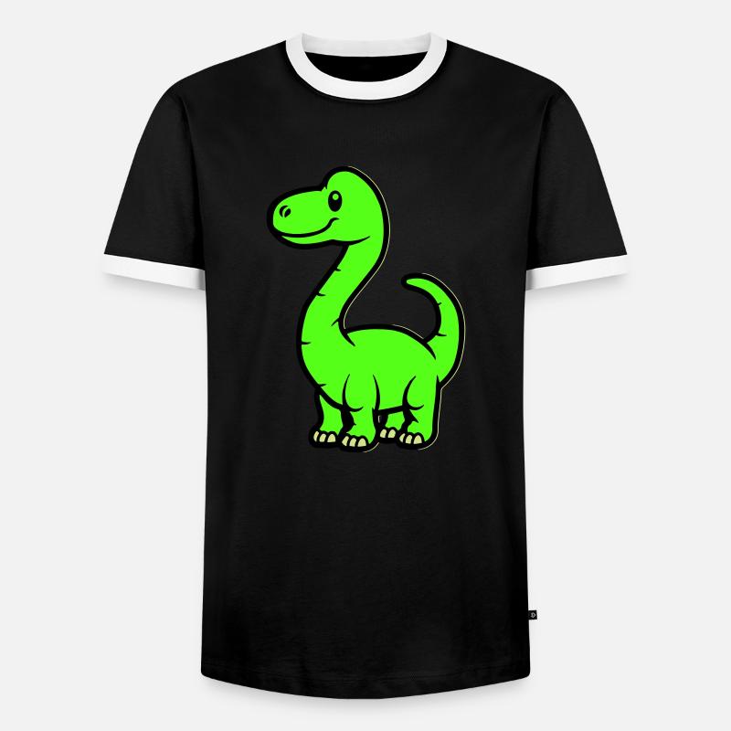 Dinosaur Brontosaurus Comic - Men's Ringer Shirt - black/white