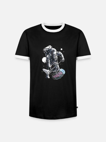 Austronaut Fisher - Männer Kontrast-T-Shirt - Schwarz/Weiß