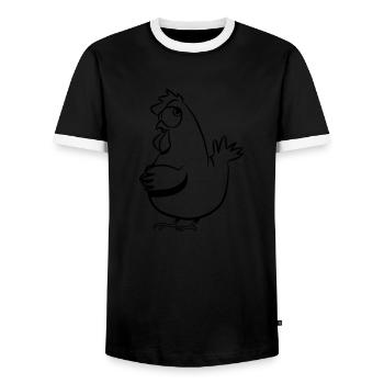 Lay chicken - Men's Ringer Shirt - black/white - Front - AI Model Female 172 light (172cm) & AI Model Male 178 light (178cm)