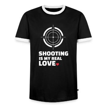 Ich Liebe Es Zu Schießen - Männer Kontrast-T-Shirt - Schwarz/Weiß - Vorne - AI Model Female 172 light (172cm) & AI Model Male 178 light (178cm)