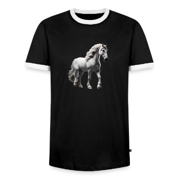Cheval Gris Blanc - T-shirt contrasté Homme - noir/blanc - Devant - AI Model Female 172 light (172cm) & AI Model Male 178 light (178cm)