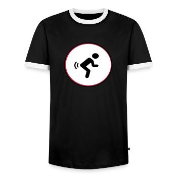 fart - Men's Ringer Shirt - black/white - Front - AI Model Female 172 light (172cm) & AI Model Male 178 light (178cm)