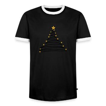 fir tree christmas tree fir star merry chris - Men's Ringer Shirt - black/white - Front - AI Model Female 172 light (172cm) & AI Model Male 178 light (178cm)