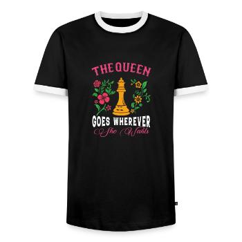 Chess Checker Reine des échecs - T-shirt contrasté Homme - noir/blanc - Devant - AI Model Female 172 light (172cm) & AI Model Male 178 light (178cm)