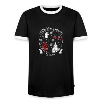 Bald ist Weihnachtszeit Christmas time is soon - Männer Kontrast-T-Shirt - Schwarz/Weiß - Vorne - AI Model Female 172 light (172cm) & AI Model Male 178 light (178cm)