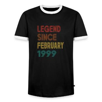 Légende Depuis Février 1999 Hommes Femmes Millésime 1999 - T-shirt contrasté Homme - noir/blanc - Devant - AI Model Female 172 light (172cm) & AI Model Male 178 light (178cm)