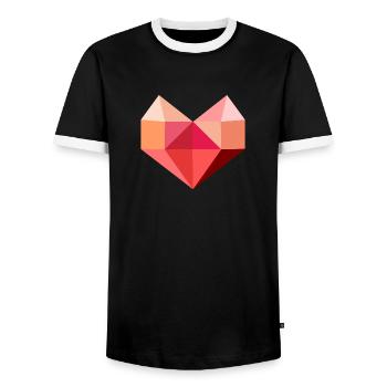 Heart pink - Men's Ringer Shirt - black/white - Front - AI Model Female 172 light (172cm) & AI Model Male 178 light (178cm)