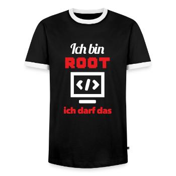 root darf das - Männer Kontrast-T-Shirt - Schwarz/Weiß - Vorne - AI Model Female 172 light (172cm) & AI Model Male 178 light (178cm)