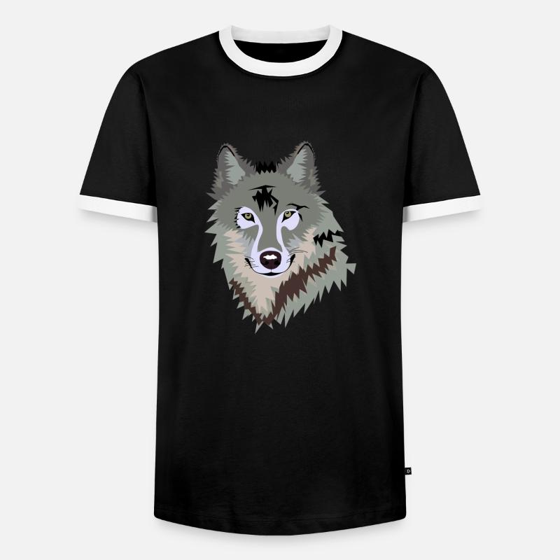 Wolf - Männer Kontrast-T-Shirt - Schwarz/Weiß
