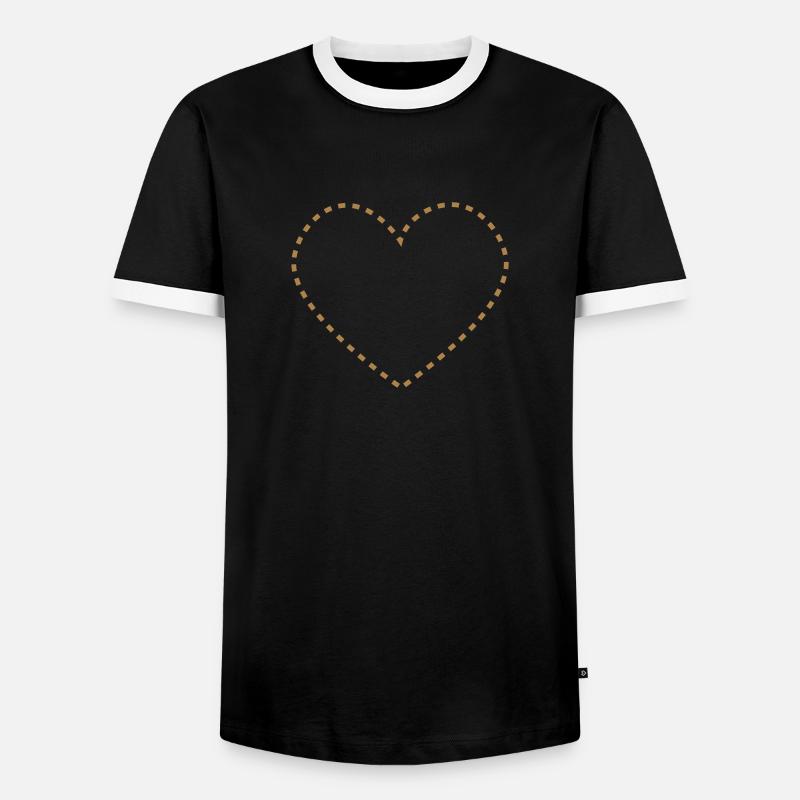 dashed_heart_1c - Männer Kontrast-T-Shirt - Schwarz/Weiß