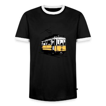Tram historique / historic Tram - T-shirt contrasté Homme - noir/blanc - Devant - AI Model Female 172 light (172cm) & AI Model Male 178 light (178cm)