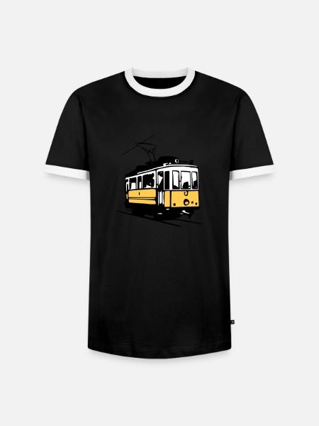 Tram historique / historic Tram - Men's Ringer Shirt - black/white
