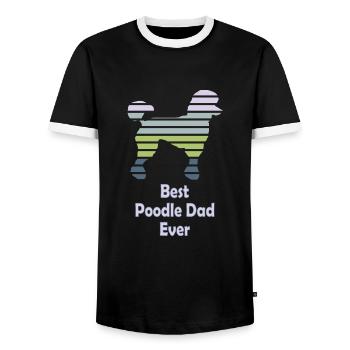 Caniche | Le | Le caniche papa | Meilleur Poodle Papa - T-shirt contrasté Homme - noir/blanc - Devant - AI Model Female 172 light (172cm) & AI Model Male 178 light (178cm)