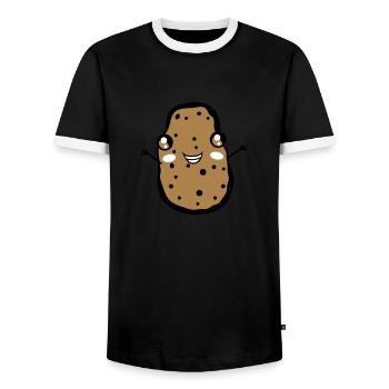 joyeux petit mignon mignon visage drôle bras - T-shirt contrasté Homme - noir/blanc - Devant - AI Model Female 172 light (172cm) & AI Model Male 178 light (178cm)