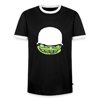 visage tête soldat camouflage guerre armée armée ve - T-shirt contrasté Homme - noir/blanc - Devant - AI Model Female 172 light (172cm) & AI Model Male 178 light (178cm)