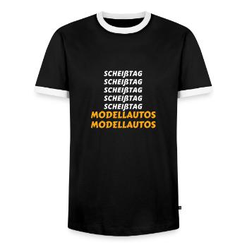 scheisstag geschenk geburtstag Modellautos bauen - Männer Kontrast-T-Shirt - Schwarz/Weiß - Vorne - AI Model Female 172 light (172cm) & AI Model Male 178 light (178cm)