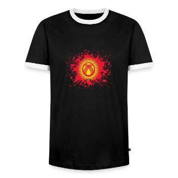 home country roots roots love Kyrgyzstan png - Men's Ringer Shirt - black/white - Front - AI Model Female 172 light (172cm) & AI Model Male 178 light (178cm)