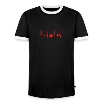 Herzschlag herz ekg evolution human reggea jamaica - Männer Kontrast-T-Shirt - Schwarz/Weiß - Vorne - AI Model Female 172 light (172cm) & AI Model Male 178 light (178cm)