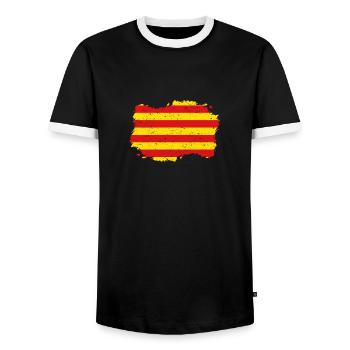 Roots Wurzeln Flagge heimat Land estelada katalani - Männer Kontrast-T-Shirt - Schwarz/Weiß - Vorne - AI Model Female 172 light (172cm) & AI Model Male 178 light (178cm)