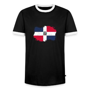 indigène Drapeau Roots Roots Re dominicaine - T-shirt contrasté Homme - noir/blanc - Devant - AI Model Female 172 light (172cm) & AI Model Male 178 light (178cm)