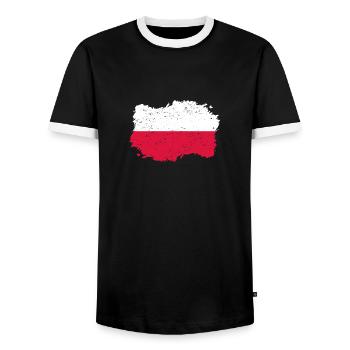 Roots pays drapeau POLOGNE polska pola - T-shirt contrasté Homme - noir/blanc - Devant - AI Model Female 172 light (172cm) & AI Model Male 178 light (178cm)